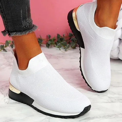 Vista 3 de JWSVBF Zapatos deportivos antideslizantes para mujer, sandalias de punto de malla para mujer, con tacones, mocasines, zapatos informales, unisex, a