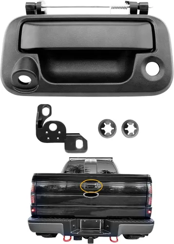 Vista 13 de Manija exterior de puerta trasera, compatible con Ford F150 F250 F350 F450 F550 Super Duty Explorer Lobo 2004-2016, Lincoln Mark LT, con orificio
