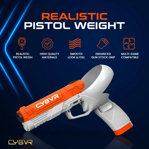 Vista 3 de CYBVR Weighted P-istol Grip Controller Attachment for Meta Quest 2, G-un Weight Feels Real, G-un Stock for OculusMeta Quest 2, VR Accessories for