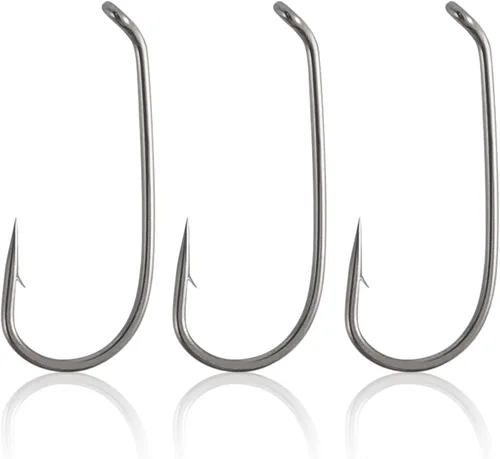 Vista 9 de Dr.Fish Paquete de 100 ganchos secos para moscas de acero de alto carbono, níquel negro, accesorios para atar moscas, trucha, salmón, anzuelos