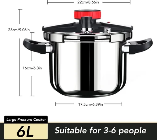 Vista 7 de Luqeeg Olla a presión de acero inoxidable, olla a presión grande de 100 KPa, olla a presión multifuncional a prueba de explosiones con tapa