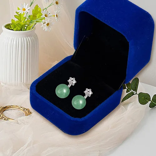 Vista 92 de Jade Earrings Studs,Green Jade Earrings for Women,925 Sterling Silver Earrings Studs for Sensitive Ears,Handmade Jade Earrings for Birthday