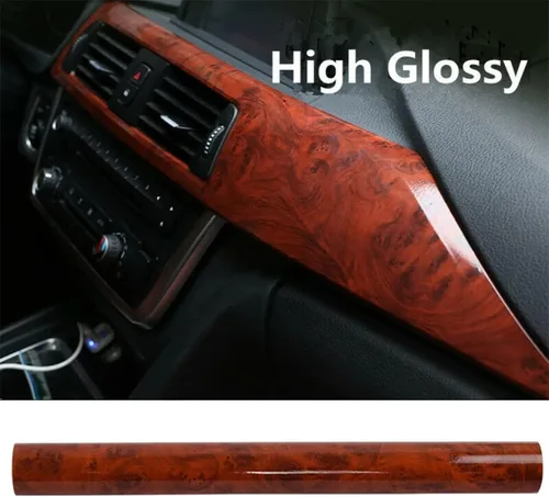 Vista 2 de Película de vinilo texturizado de grano de madera brillante para coche, impermeable, autoadhesiva, papel de contacto, decoración de bricolaje 3