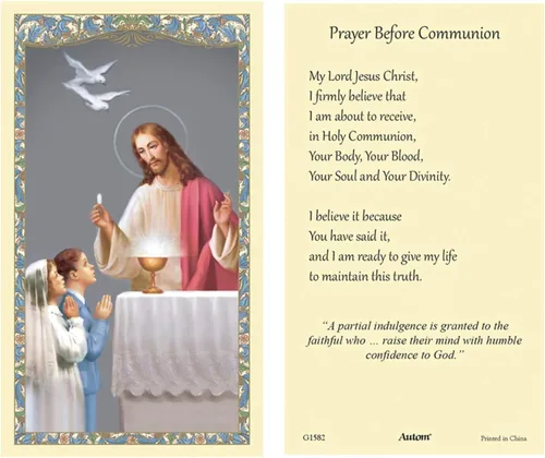 Vista 3 de Autom Tarjetas de oración para la primera comunión Heavenly Feast (100 unidades)