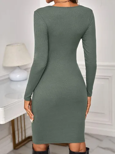 Vista 2 de Verdusa Vestido de maternidad con cuello redondo y manga larga para mujer