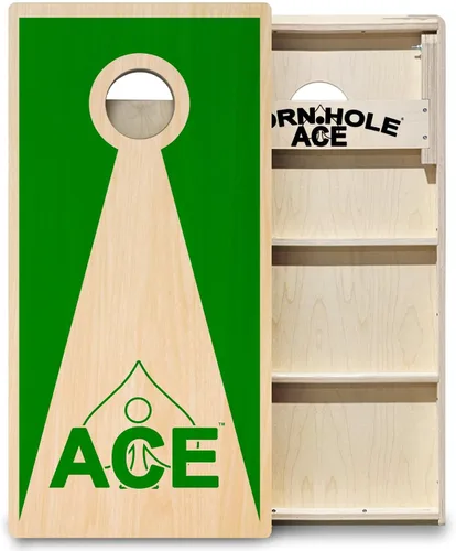 Vista 21 de CornholeAce ACE PRO Tablas de cornhole profesionales de triángulo inverso – ¡sin rebote! Patas anchas triples, madera contrachapada de abedul