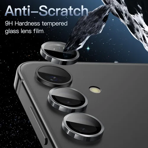 Vista 4 de JETech Protector de lente de cámara para Samsung Galaxy S24, negro ónix, 1 juego Vidrio templado 9H, cubierta de anillo individual de metal