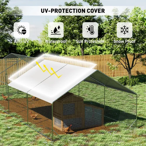 Vista 4 de OUYESSIR Gallinero para exteriores, gran techo de espionaje con cubierta impermeable para uso en granja en el patio trasero, jaula para aves