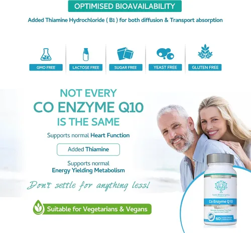 Vista 4 de Co Enzyme Q10 CoQ10 300mg 60 Cápsulas - Forma Trans Fermentada Naturalmente Superior