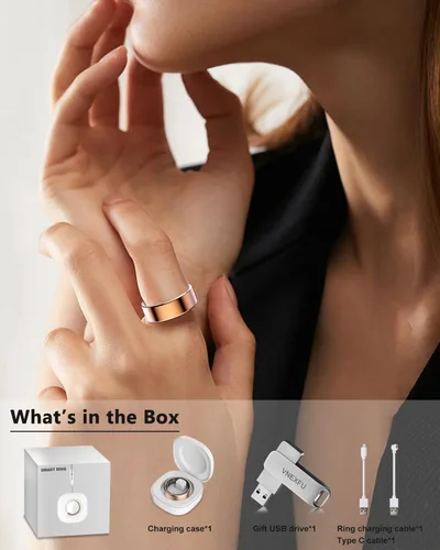 Vista 7 de Smart Health Ring for Women Men Fitness Tracke IP68 Waterproof Fitness Ring with Heart Rate/Blood Pressure/Blood Oxygen/Sleep Tracker/Step/Calories