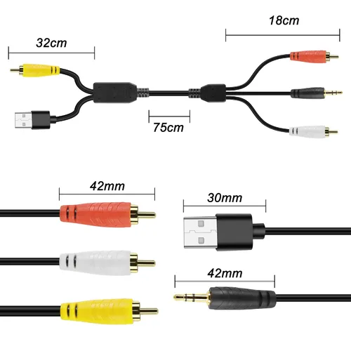 Vista 2 de XMSJSIY Digital SPDIF Coaxial a analógico L/R RCA y cable de conversión de audio estéreo AUX de 0.138 in con cable de fuente de alimentación USB