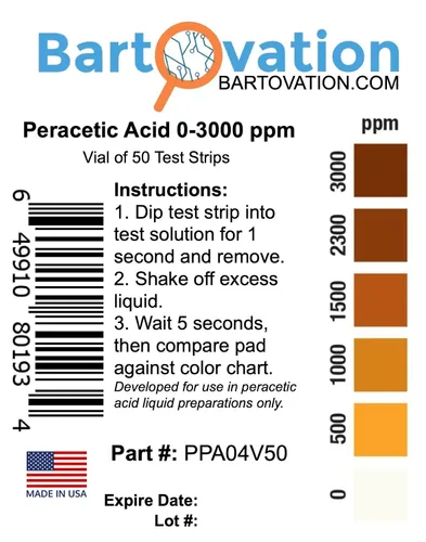 Vista 5 de Bartovation Tiras reactivas de ácido peracético, alto nivel, 0-3000 ppm