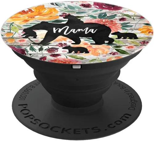 Vista 4 de Mama Bear Cuatro Cubitos de Bebé Rústico Madera Watercolor Floral Regalo - PopSockets Grip y Soporte para Teléfonos y Tabletas