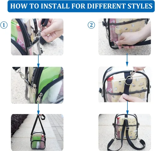 Vista 7 de COVAX Mini mochila transparente, aprobada para estadios, mochila transparente para mujer, para el trabajo, viajes de seguridad, conciertos y eventos