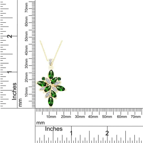 Vista 4 de Simulado Esmeralda & Blanco CZ verde colgante collar en plata de ley chapada en oro de 14quilates (2,44ct)