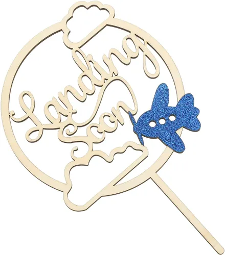 Vista 5 de Landing Soon - Decoración personalizada para tartas de avión de madera, decoración de baby shower