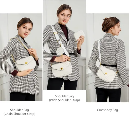 Vista 2 de JEEHAN Bolsos cruzados acolchados para mujer bolsos de hombro de diseñador pequeños