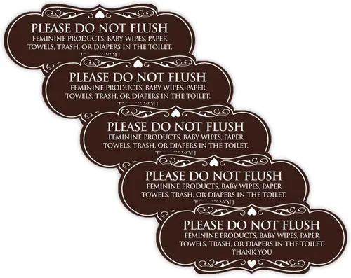 Vista 78 de Signs ByLITA Designer Please Do Not Flush Etiqutte Letrero (negro) - Pequeño 1 paquete