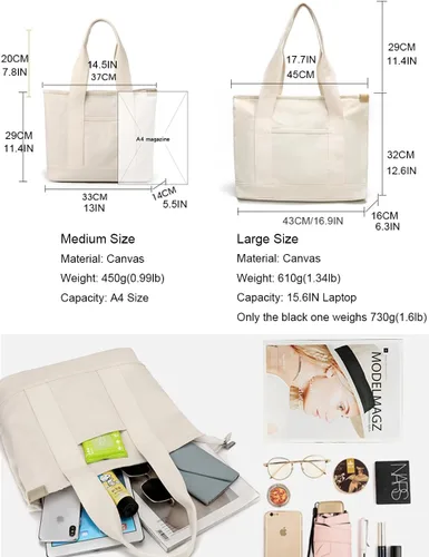 Vista 2 de zhongningyifeng Bolso de lona para mujer, bolso de mano informal con asa superior, bolso de gran capacidad, bolsa de compras para viajes de trabajo