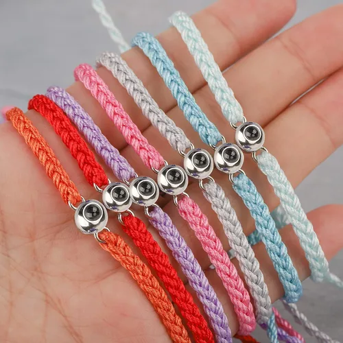 Vista 3 de Pulsera de fotos personalizada para hombres y mujeres, pulsera de proyección de fotos personalizada, pulseras de fotos circulares con imagen