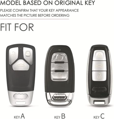 Vista 2 de ontto Funda de cuero para llave de entrada sin llave con protección completa, compatible con Audi A4 Q7 Q5 TT A3 A6 negro (tipo A)