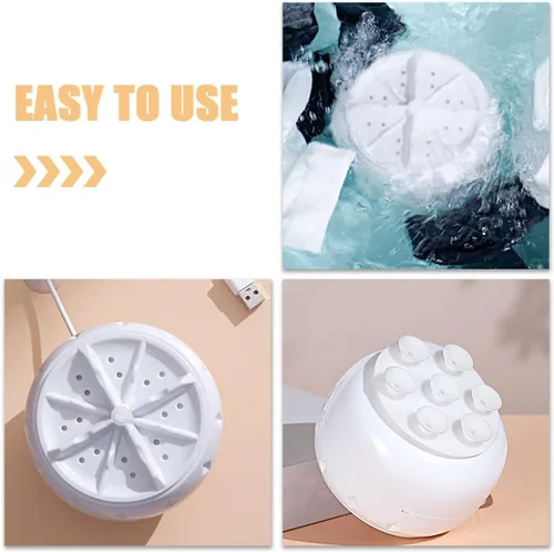 Vista 7 de Mini lavadora portátil automática Turbo Lavadora con fuente de alimentación USB y ventosa inferior, Lavadora compacta de encimera para ropa
