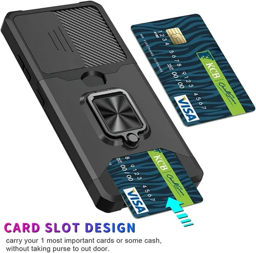 Vista 5 de Funda para teléfono Samsung Galaxy A32 5G con protector de pantalla, soporte para tarjetas, soporte de soporte, resistente, delgada, a prueba