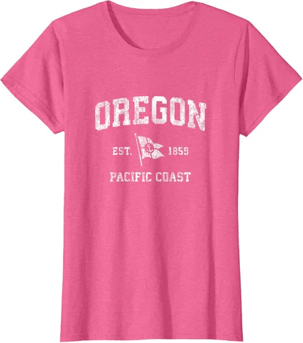 Vista 72 de Oregon Vintage barco ancla bandera diseño de West Coast Retro Tee, hombre S, Arándano