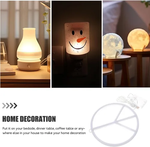 Vista 7 de OSALADI Letrero de paz de neón de 8.66 pulgadas, funciona con pilas, lámpara de noche alimentada por USB, letrero de paz para decoración de pared