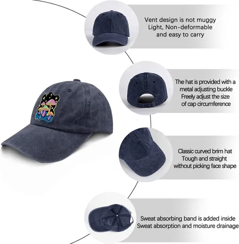 Vista 6 de devor Hat Magic Mushroom Baseball Cap for Men Funny Denim Cap Adjustable
