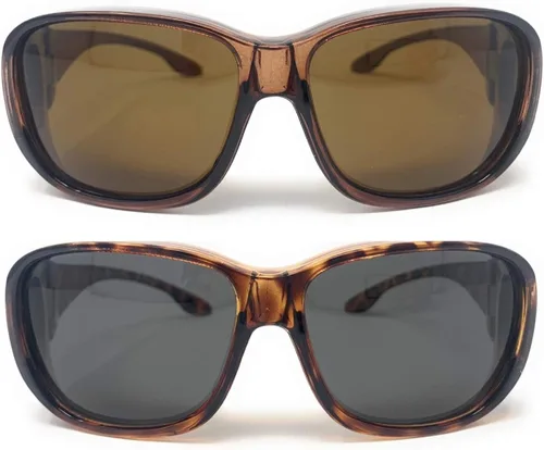 Vista 10 de Gafas de sol polarizadas grandes para hombres y mujeres 2 negro