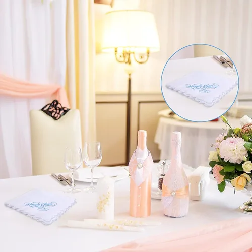 Vista 3 de Pañuelos bordados para boda, lágrimas felices, pañuelos de boda con bordes de encaje festoneados para el día de la boda novia