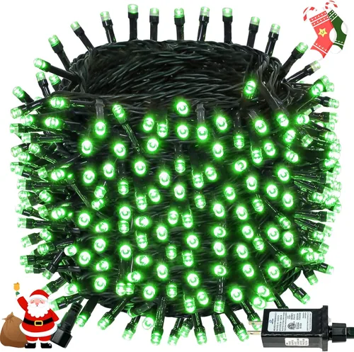 Vista 40 de Luces de cadena navideñas conectables de 240 LED de 88 pies, 13 modos, para interiores y exteriores, cable verde extensible, luces de árbol