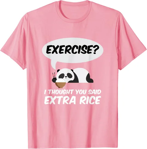 Vista 105 de ¿Ejercicio? I Thought You Said Extra Rice Panda Gift T-Shirt, Negro, S