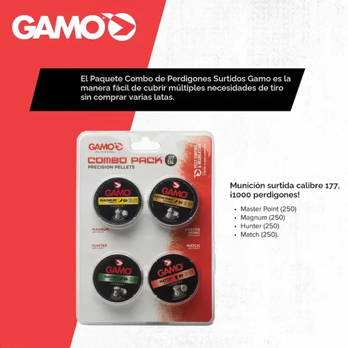 Vista 2 de Gamo Air Rifle Pellet Combo Pack .177 or .22 Assorted Pellet Shapes Inside - Great Mix For Target And Hunting - Precision Weight Graded Sets