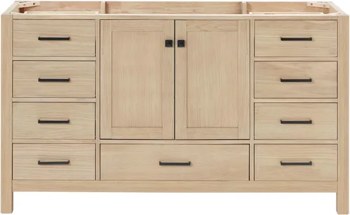 Vista 21 de ARIEL Cambridge Mueble base de tocador de baño de 36 pulgadas, madera maciza, 2 puertas de cierre suave, 5 cajones de cola de milano, roble marrón