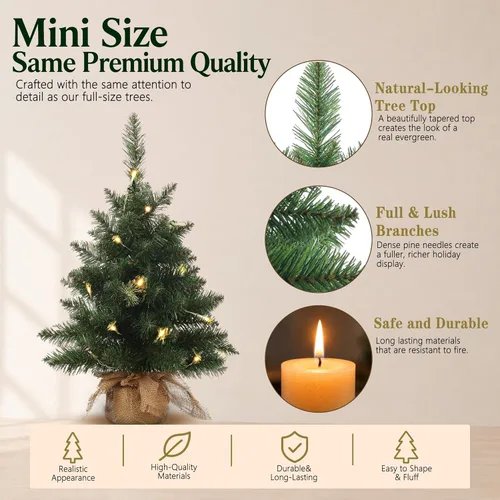 Vista 4 de Mini árbol de Navidad artificial preiluminado de 20 pulgadas