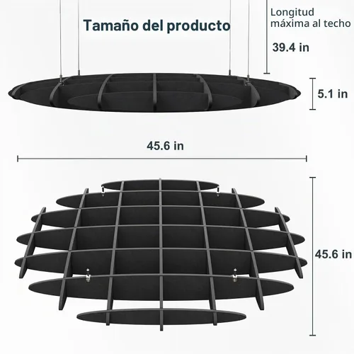 Vista 2 de Acoustic Ceiling Panels Sound Absorbing Panels, Hexagon Black Hexágono negro