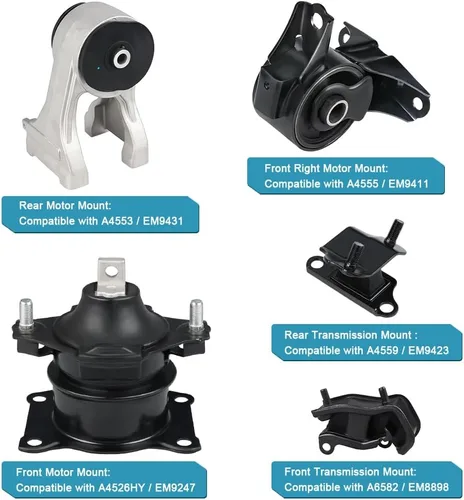 Vista 2 de Kit de transmisión de montaje de motor de motor de repuesto para Honda Odyssey 2005 2006 Compatible con EX LX 3.5L V6 VTEC OE# A4553 A4555 A4559