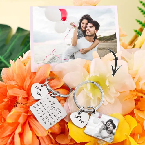 Vista 2 de Llavero unisex personalizable con calendario, foto o grabado