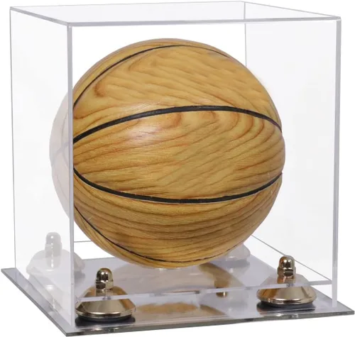 Vista 37 de Better Display Cases Mini acrílico - Miniatura (no tamaño completo) Baloncesto vitrina con elevadores negros y espejo (A015-BR)