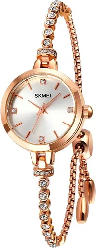 Vista 3 de SKMEI Women Watches Bracelet Diamond Ladies Female Small Rose Gold Fashion Luxury Thin Waterproof Analog Quartz Casual Girls Wife Gifts Silver Wrist