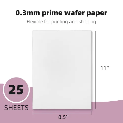 Vista 2 de Papel de oblea comestible de 8.5 x 11 pulgadas, tamaño A4, hojas