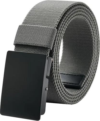 Vista 8 de Cinturón casual para hombre, cinturón de trabajo elástico con hebilla de metal, correa de cintura ajustable, fácil de recortar para adaptarse a