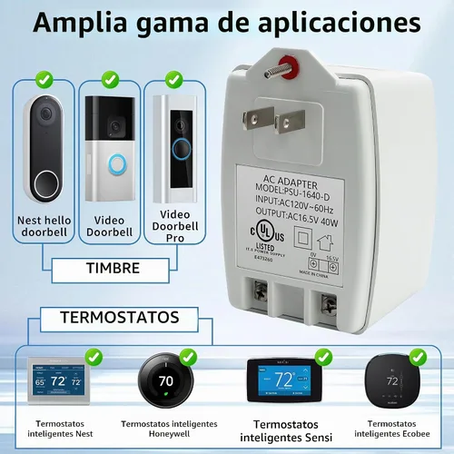 Vista 2 de 16.5V 40VA Auto-reinicio AC Timbre Transformador Plug-in 40TR