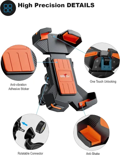 Vista 5 de Grefay Soporte de teléfono para bicicleta Soporte de teléfono para manillar de bicicleta con rotación de 360 para teléfono inteligente de 4.7-7.0