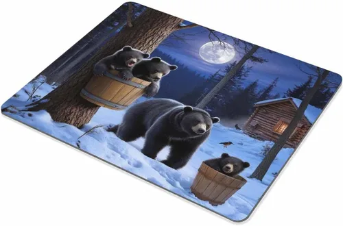 Vista 3 de Smooffly Alfombrilla de ratón para juegos personalizada, alfombrilla de ratón grande de goma antideslizante de oso de invierno