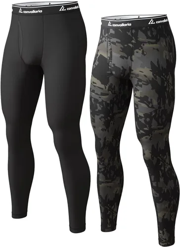 Vista 18 de 4 or 2 Pack Men's Thermal Pants Fleece Lined Long Johns Bottom Base Layer Negro/Gris