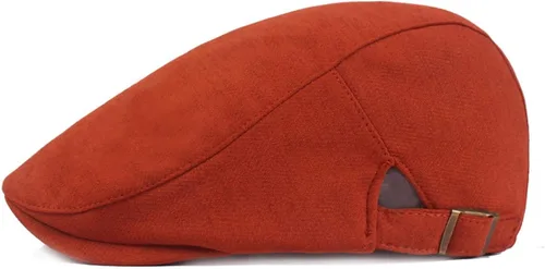 Vista 2 de Mongous Gorro de boina de algodón de color sólido para hombre, gorra de tweed plana de espiga