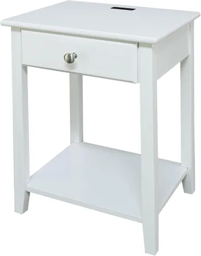 Vista 19 de Casual Home Owl - Mesa de noche blanca con puerto USB